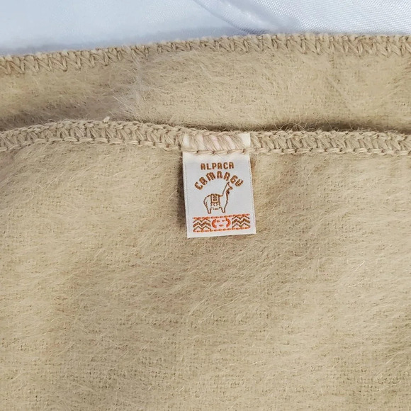 Peruvian Alpaca Camargo Beige Scarf With Fringes 30% Alpaca Made In Peru - Picture 6 of 7
